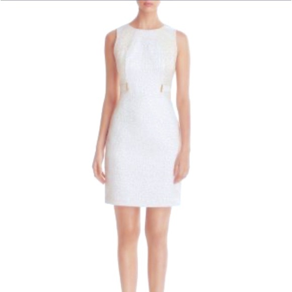Calvin Klein Zebra print brocade & boucle sheath sleeveless dress Mint size 6 - Picture 1 of 12